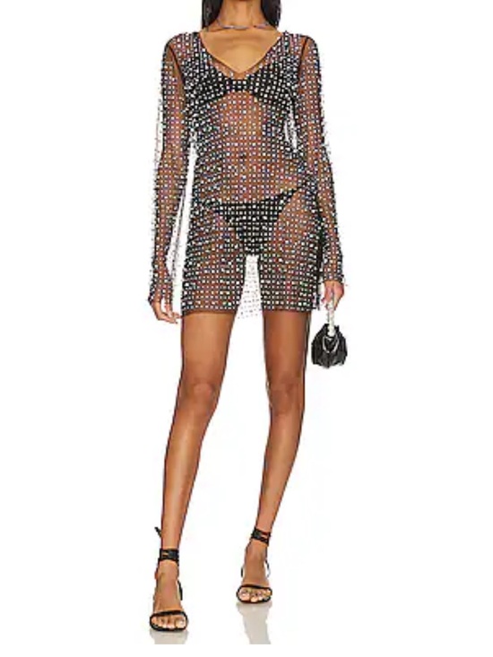 Beach Bunny Other - Beach Bunny Black Sheer Embellished Swim Coverup